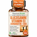 Vitamin D3 2000IU & Glucosamine Chondroitin – Daily Joint Support Supplement for Hair Skin Nails, Bone Health & Comfort with Boswellia Extract, Bromelain, Glucosamine Sulfate – FSA Eligible 120 Tabs
