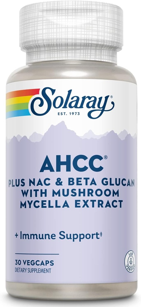 SOLARAY AHCC + NAC & Beta Glucan, Veg Cap (Btl-Plastik) | 30ct