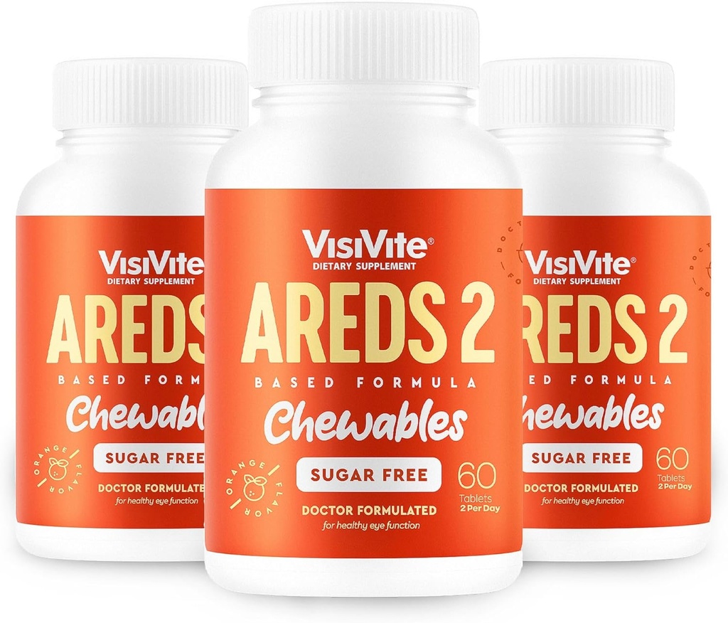 AREDS 2 sukkerfri øye vitaminer - Alternativ til lutein gummier for øyne - Lutein for øye helse - Premium sukkerfri øye vitaminer - (kronetabletter) Pakke med 3