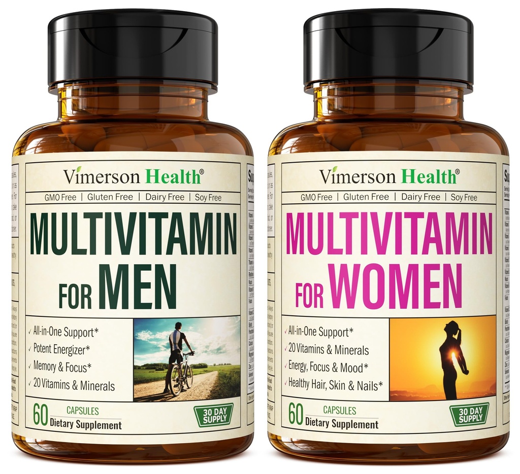 Multivitamin Multimineral Supplement for Men + Women 2-Bottle Bundle. Healthy Immune Response, Strong Joints and Bones, Eye Health, Digestive System Support, Antioxidant Properties