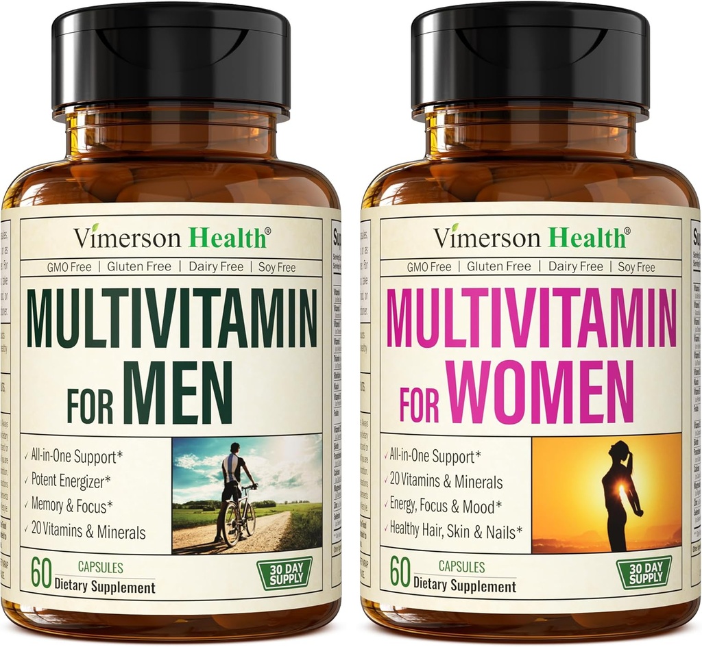 Multivitamin Multimineral Supplement for menn + kvinner 2-Bottle Bundle. Sunn immunrespons, Sterke ledd og bein, Eye Health, Digestive System Support, Antioksidant egenskaper