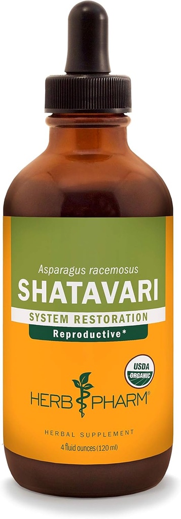 Herb Pharm Certified Organic Shatavari Liquid Extract för kvinnlig reproduktivt systemstöd - 4 Ounce