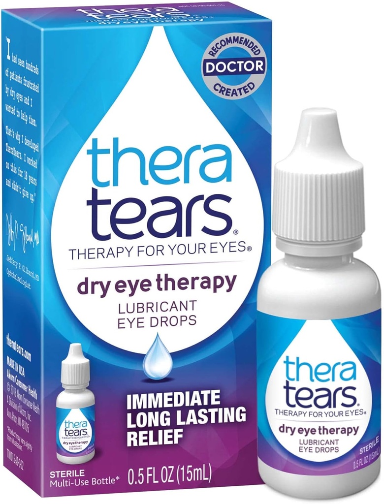 TheraTears Sec Eye Therapy Eye Drops Bundle avec 1,0 Fl Oz et 0,5 Fl Oz