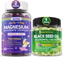 NEVISS Black Seed Oil Gummies, Chlorofyl & Moss doplněk + Magnesium Glycinate Gummies pro dospělé a děti 4 +
