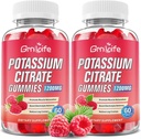 2 Pacote de pastilhas de citrato de potássio, pastilhas de alta Potássio Suplemento 1200mg Suporte Cães Pernas & Muscle Health, pastilhas de potássio para adultos e crianças, Vegan, Framboesa Flavor 120 Conde