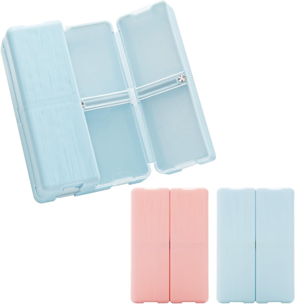 Small Daily Pill Organizer (2 Pack), 7 Kompartents Magnetic Pill Organizer Reise Pille Box Tragbare Pille Fall für Geldbeutel Dustproof Medizin Vitamin Box, Fischöl und Beilage Box (blau, Pink)