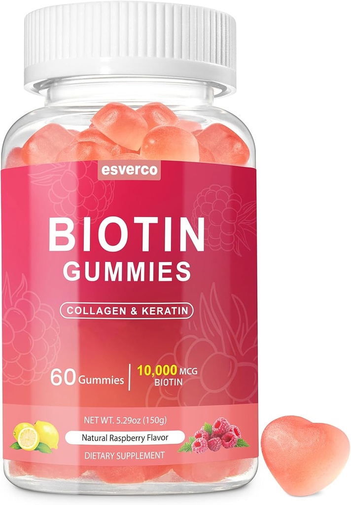 Biotin 10000mg Keratin Collan Gullmmies Phụ Hai Tóc Nang Nails Daily Sake Nails & Làm vững mạnh Gummies cho Phụ nữ Vegan Bitin và vitamin Cmmy 60 bá tước
