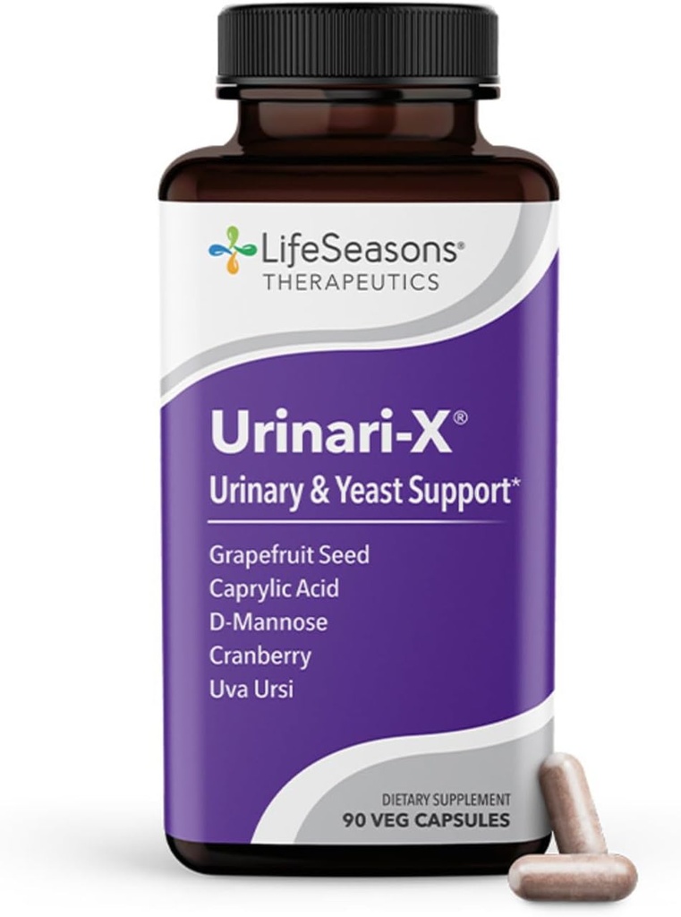 Urinari-X - Urinary Tract Support - Fast Acting UTI הקלה - תוסף ויטמין עבור פונקציית Bladder בריאה ו Immunity - D-Mannose, Cranberry, Caprylic Acid, Uva Ursi & Grapeפרי - 90 קפסולות