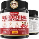 Berberine 补充有机 1500mg 与锡兰锡桂酸Melon, Liposomal Berberine HCL 复合补充, Imune 和 消化支持 - 非 GMO, Organic, Vegan Berberine Capsules 120 Cts.