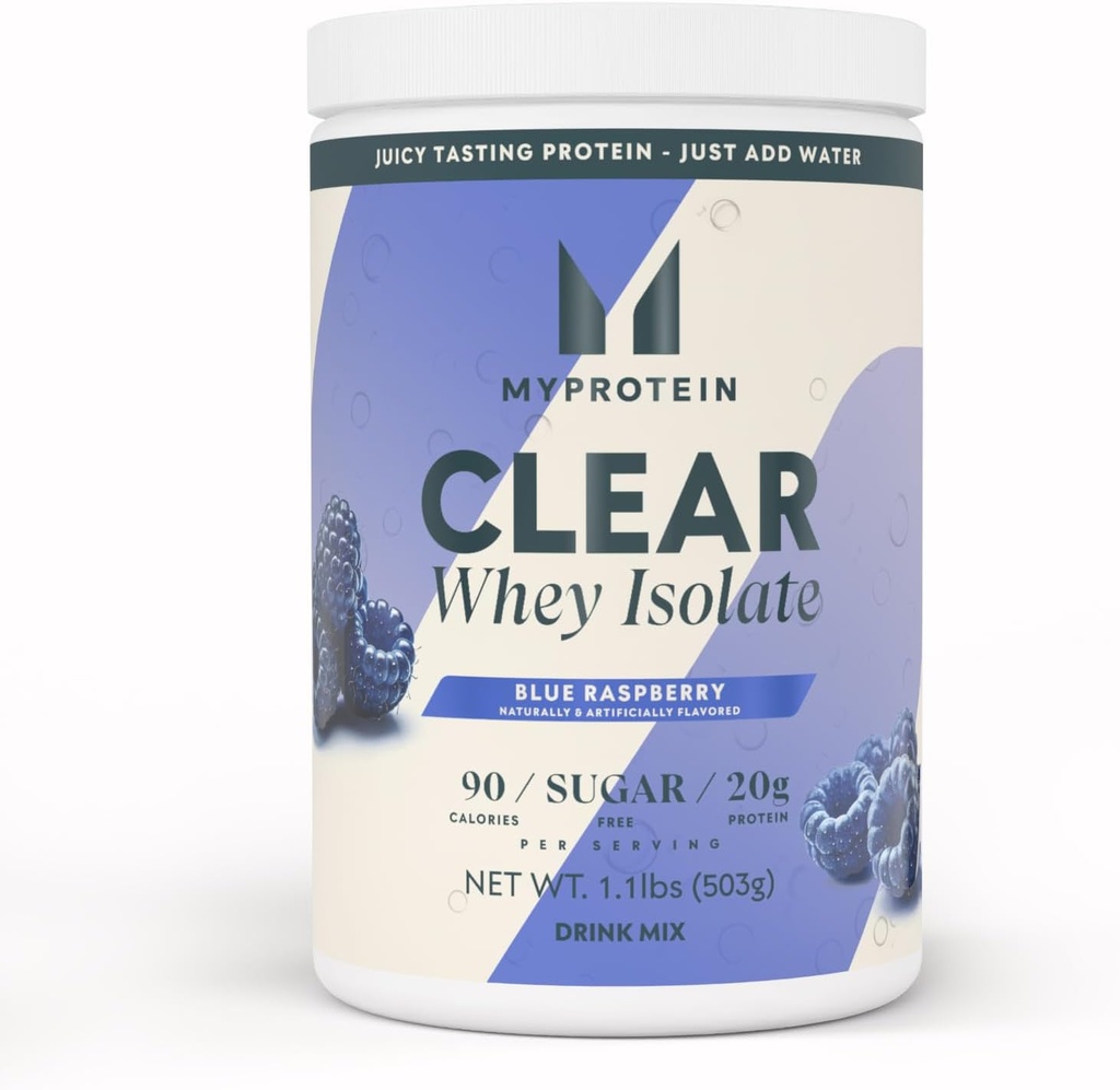Myחלבון Clear Whey Isolate אבקת חלבון, 1.1 Lb (20 משרתות) Blue Raspberry, 20g חלבון לשרת, באופן טבעי מיקס, חלבון יומי לוקח ביצועים גבוהים