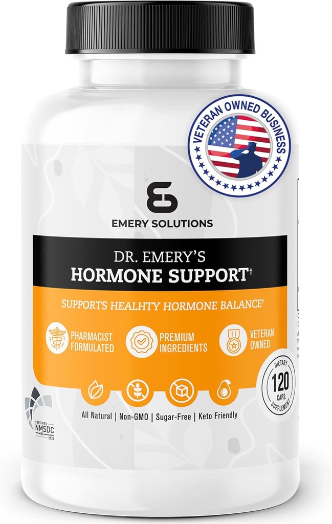Suplemento de apoio hormonal da EMERY para mulleres, vitaminas de equilibrio hormonal - multivitamínico, vitaminas esenciais naturais, Zinc, vitamina B, magnesio - 120 cápsulas