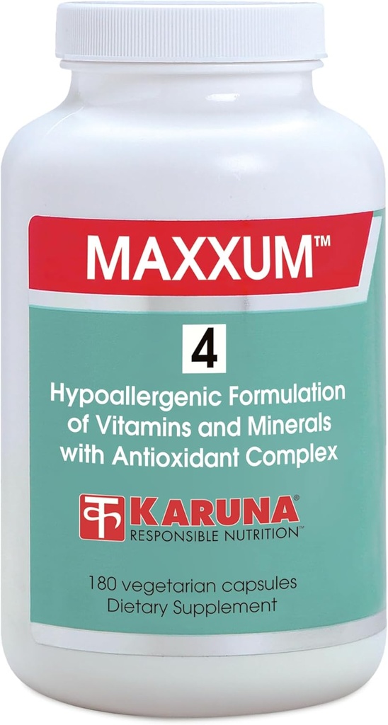 Karuna MAXXUM 4 180 多维特敏和矿物补充、Lutein、Zeaxanthin、Lycopene、Alpha-Caroten和Cryptoxanthin、Citrus Bioflavoids,1:1 钙/镁