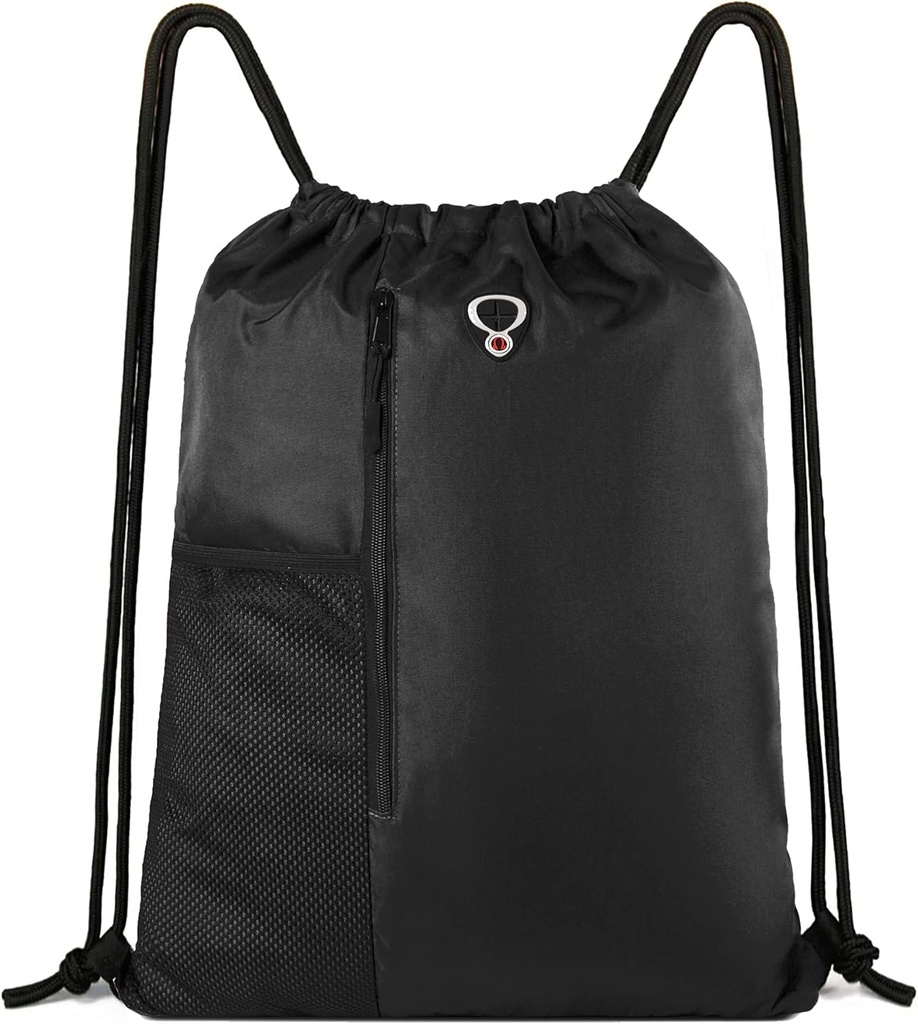 Bišu zaļš melns Drawstring Mugursomas sporta soma vīriešiem Sievietes String sporta mugursoma ar ūdens pudeļu Mesh kabatām un 2 Cippered Kabatiņas Liels Cinch Sackpack Workout Bag 16" x 20"