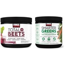 Force Factor Total Beets Drink Mix Superfood Powder with Nitrates to Support Circulation,Blood Flow & Smarter Greens Daily Wellness Powder to Support Energy, Immunity & Digestion