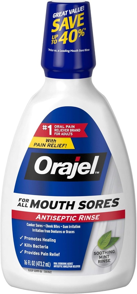 Orajel Antiseptiko ahoa Sore Rinse, 16 Fluid Oz