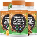 Turmeric Moringa Supplement | Ginger Boswellia Saffron Holy Basil- Joint Support Supplement for Women and Men with Ceylon Cinnamon, Quercetin, Tart Cherry- 360 Count