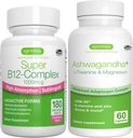 Super B12- Complex 1000mcg + Advanced Ashwagandha KSM-66, Paquet de L- Theannesi & Magnesi, High Sublingüe B12 + Multi Action Adaptogen, per Igennus