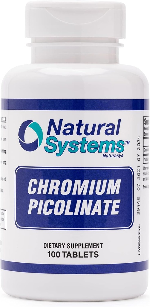 Kromi Picolinate 200 Mcg 100 tablettia Natural Systems - Kromi täydentää aktiivisen elämäntapa - Erinomainen imeytyminen Kromi Supplement - Non Sugar Kromi Kapselit