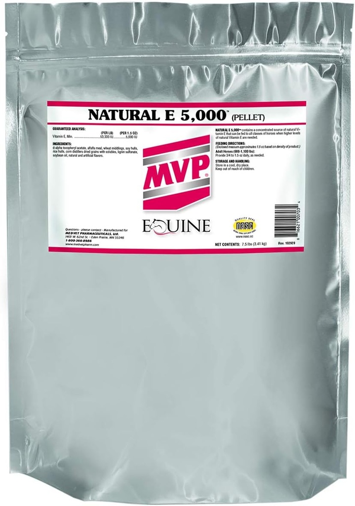 Natural E 5.000 (7.5 lb) Forma Natural de Vitamina E para melhor biodisponibilidade para cavalos