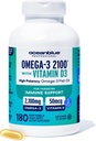 Dầu cá màu xanh biển với dung dịch D3 3 mũ 2100mg Omega 3 DPA EPA DHA  hạ được cá tuyết cam yếu, 90 phục vụ (180 bá tước)