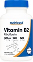Nutricost Vitamin B2 (Riboflavin) 100mg, 120 kapslar - Glutenfri och icke-GMO