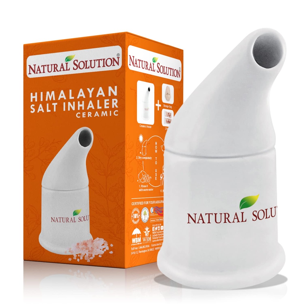 Natural Solution Himalayan Salt Inhaler Keramisk med Himalayan Pink Salt - En enkel og naturlig måde at nyde en opfriskende og beroligende Salt Air oplevelse
