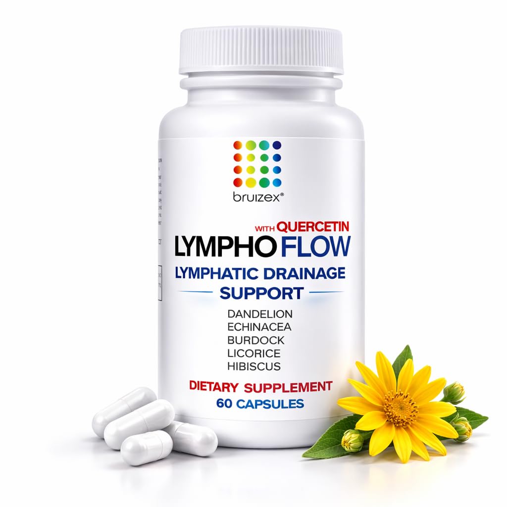 Bruizex Lympho Flow Lymphatic Drainage Supplement, Supports Lymphatic System Health, Liposuction, BBL, 360 Lipo, Tummy Tuck, Made with Qercetin, 60 Capsules