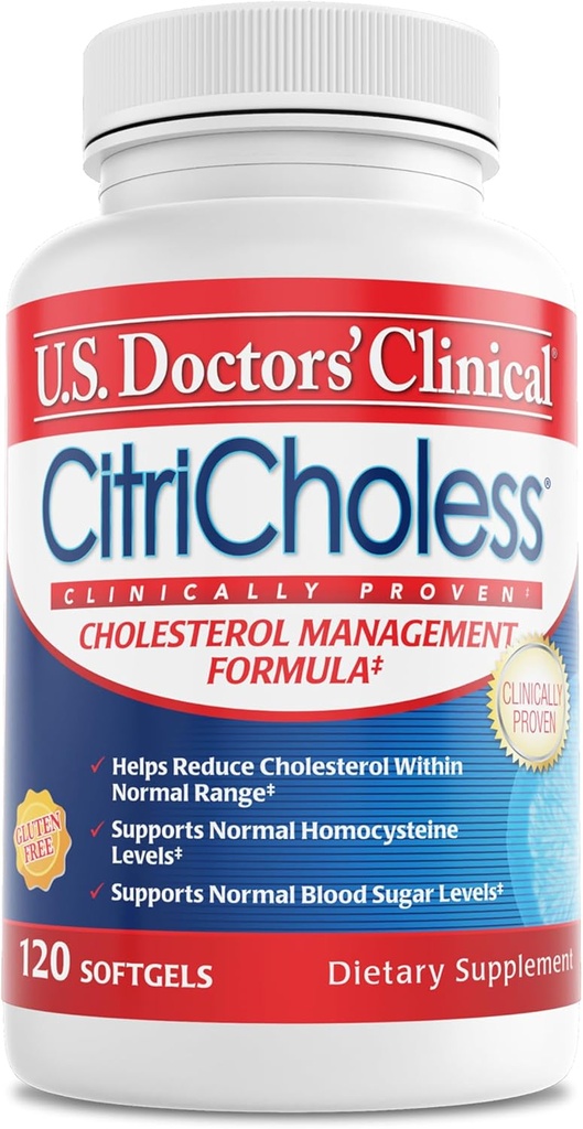 Amerikanska läkares kliniska CitriCholess® Clinically Proven Cholesterol Supplement med Bergamonte Citrus Extract & Vitamin C för att stödja hälsosamma kolesterolnivåer (120 Softgels - 2 månaders leverans)