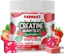 Creatine Monohidrat Chews Complex 6400mg pentru bărbaţi şi femei -Advanced Formula W/L-Taurină + vitamina B12, Sugar Free Chembable Suplement,60 Căpşuni Softchews