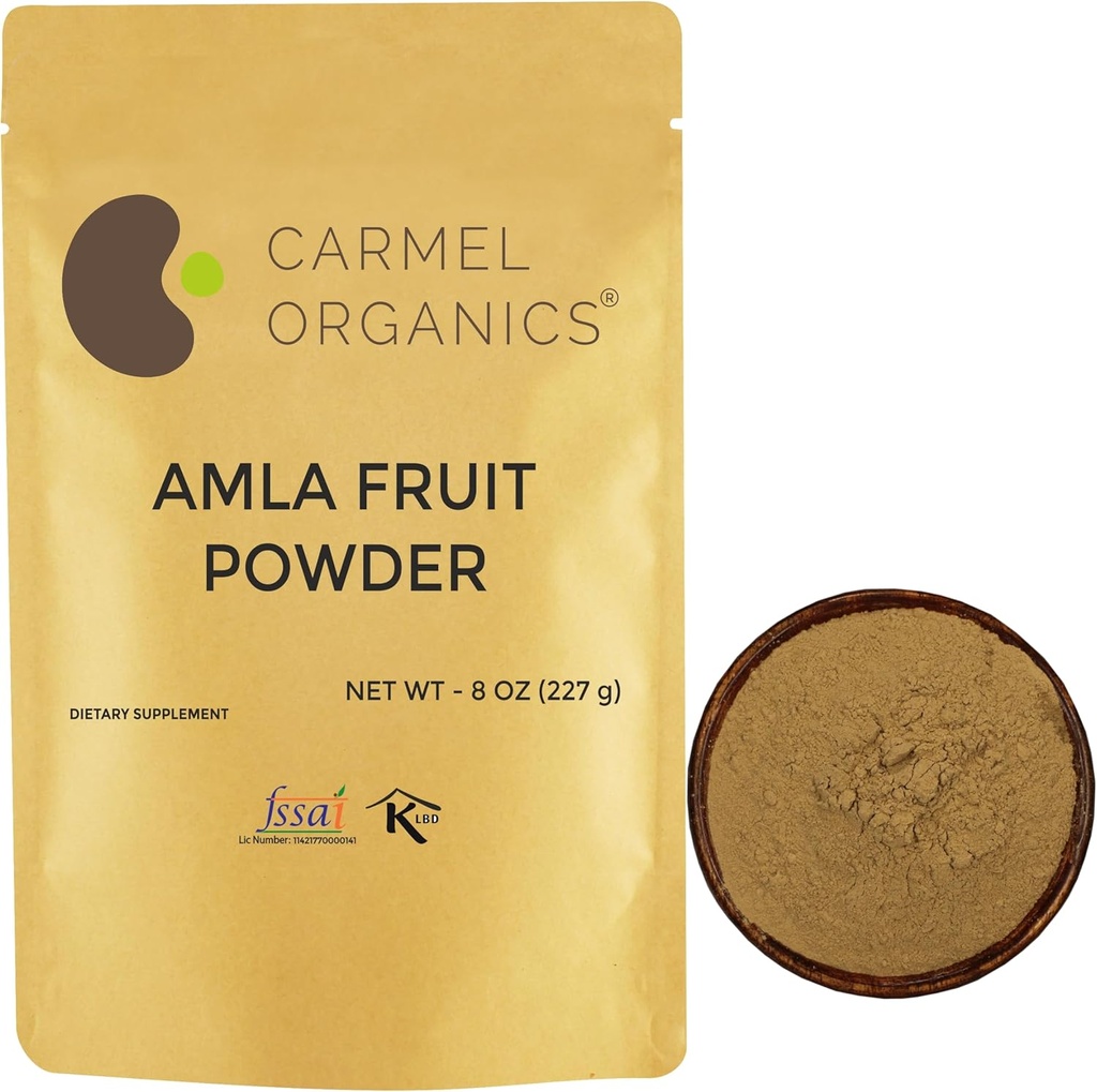 CARMEL ORGANICS Amla/Amlaki (Emblica officinalis) Φρούτα σε σκόνη (8 ουγγιά) για την περιποίηση των μαλλιών, το δέρμα και την ευεξία 