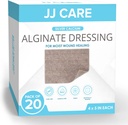 JJ CARE Silver Calciu Alginate Wound Dressing (Pachet de 20) 4x5, Silver Alginate Wound Dressing individuale ambalate, Bandaje non-adferente pentru îngrijirea rănilor