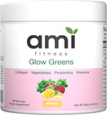 Glow Greens Powder, Kolagén s probiotikami, Vitamíny, Digestívne enzýmy, Superfoods, Gut Health, Bloating Relief, Radiantská koža, Prírodná žiara, Spirulina, Juice Mix, 30 SVG, Mango