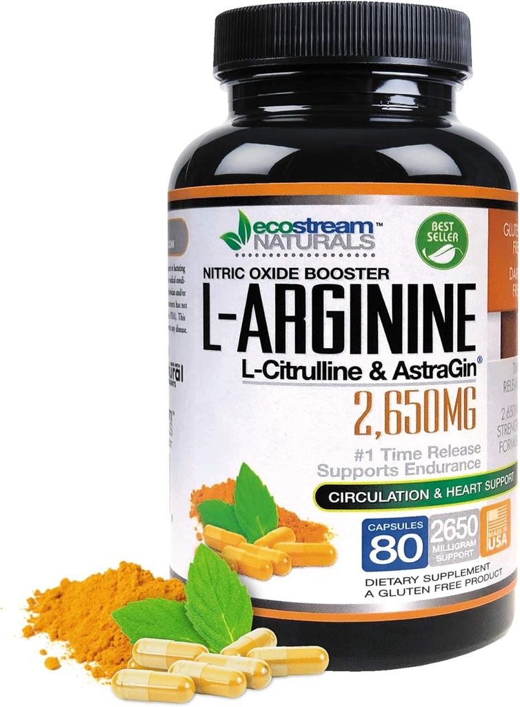 MAX 2650mg Nitric Oxide Booster L-Arginine - L-Citruline y Astragin - Time Release 2650 MAX Formula