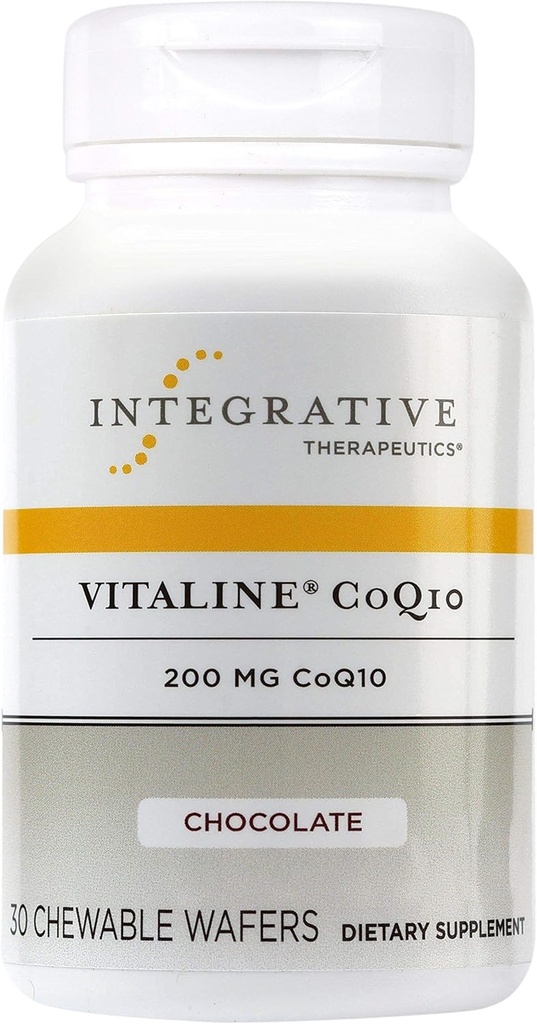 Integrált terápiák Vitaline CoQ10 200 mg - Brain Health Support Supplement for Surevents * - Támogatja a szív egészségét * - Dairy- mentes - csokoládé ízesítésű, 30 rágótabletta (30 adag)