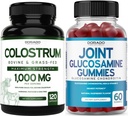 Colostrum(120个伯爵) Bovine Colostrum Capsules for Adults and Glucosamine Chondroitin(60个古米) 配有美味Raspberry Flavor的男女联合补编 - Vegan Safe & Made 在美国