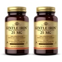 Solgar - Gentle Iron 25 mg Vegetable Capsules 180 Count 2 Pack Easy on Stomach, Promote Red Blood Cell Production.
