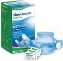 SinuCleanse Soft Tip Neti Pot Nasal Wash System, Relieves Nasalungestion בשל קר ושפעת, אוויר יבש, אלרגיות, 30 All-Natural Saline Packets, Made בארה"ב