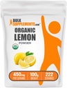 BulkSupplements.com Poudre de citron biologique - source naturelle de vitamine C, poudre de fruits, aromatisation de citron - sans gluten, 450mg par portion, 100g (3,5 oz) (paquet de 1)