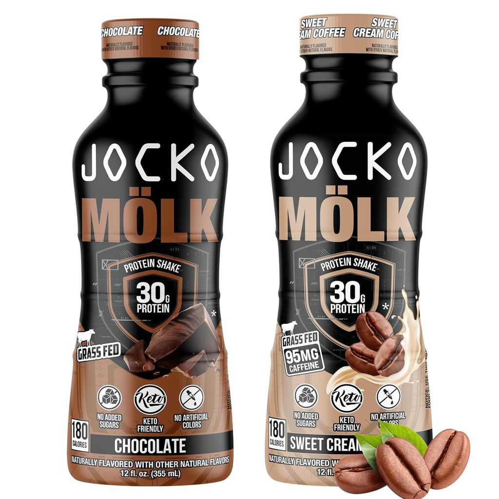 Jocko Combustível Mölk RTD Protein Shakes Bundle - Chocolate & Doce Creme Café (24 Pack)