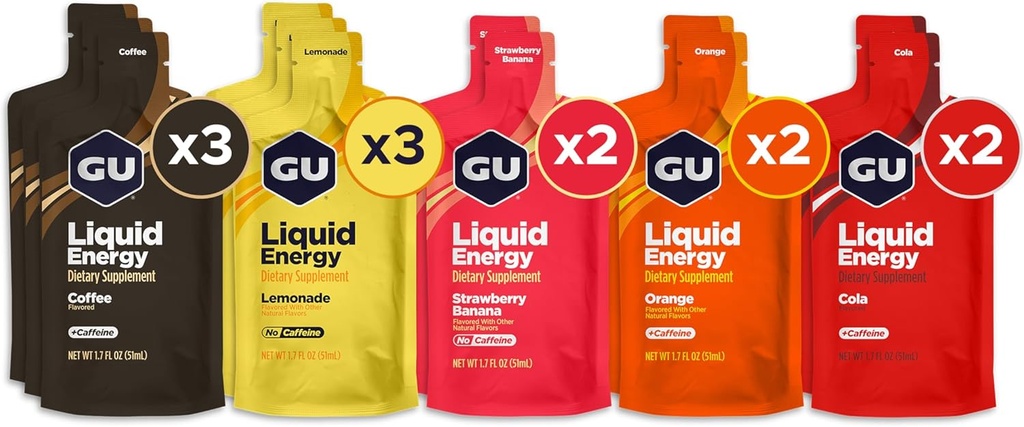 GU Energy Liquid Energy Gel со сложными углеводами, веганской, безглютеновой и безмолочной энергией на ходу для любой тренировки, 12-счет, различные ароматы