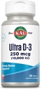 KAL Ultra Vitamin D3 10000 IU 250 мкг, таблетки витамина D высокой потенции, абсорбция кальция, добавка для поддержания здоровья костей и иммунной системы, быстрая дезинтеграция D-3 ActivTabs, 120 сервировок, 120 таблеток