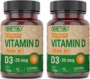 DEVA Vegan Vitamina D3 Suplemento - Comprimido uma vez por dia com 1000 UI - Colecalciferol - Planta Lichen Derived - 90 comprimidos pequenos, 2-Pack