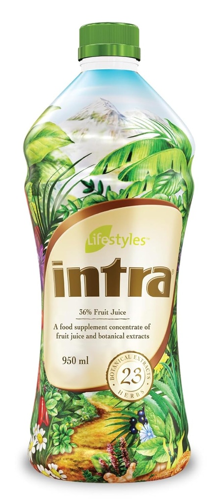 Intra Lifestyles Herbal Juice Drink - Bebida botánica para o apoio inmune, Detox, Digestive & Cardiovascular Health - 23 extractos botánicos - Made in Canada 1 botella 950 mL (32 fl oz)