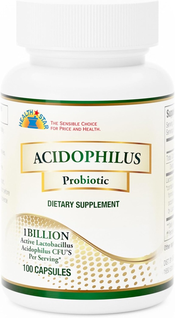 GeriCare Acidophilus 10mg Capsule Probiotice, Suportă Digestive Flora echilibru, Immune Boost Supliment alimentar, (100 Conte, Pachet de 1)
