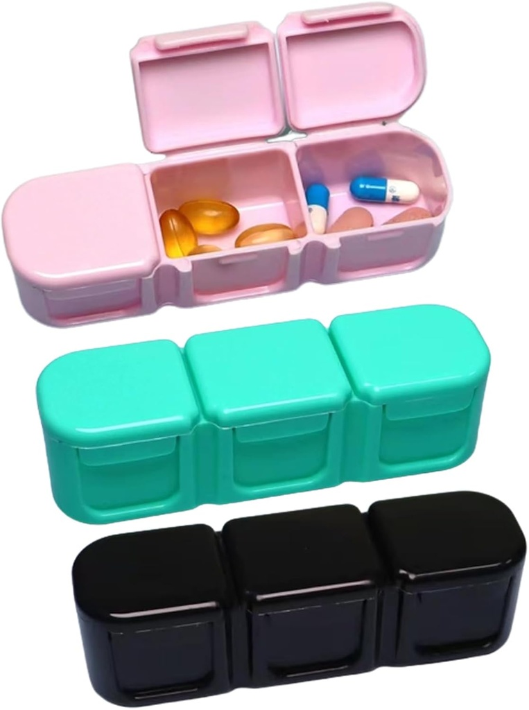 3 stykker pilleorganisator, 3 timer daglig moistur bevispille boks pocket purse bærbar reise vitamin container medisin tilfelle