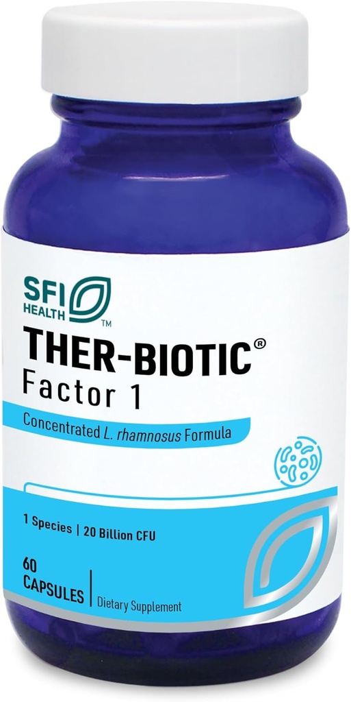 Klaire Labs SFI Health Ther-Biotic Factor 1 Probiotic - Lactobacillus Rhamnosus Single Specie Probiotic - 20 Miliarde CFU - Gut + Suport Immune - L Rhamnosus Probiotics - Hipoallergenic (60 capsule)