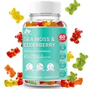 BIO VITALICA Irish Sea Moss Gummies with Elderberry – USA Made Vegan Gummies with Vitamin C, D & Zinc – Immune Support Supplement with Bladderwrack & Burdock Root for Adults & Kids – 60 Count