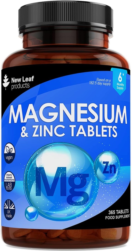 Magnesium Supplement Magnesium and Zync Supplement (6 เดือน) High Absorbition Magneium & Zync - Bysbon & Immun Facter Imune Offican, Not-GMO, Gluten-Free - 365 ตารางขนาดเล็ก