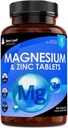 Magnesium Supplement Magnesium og sink Supplement (6 måneders forsyning) Høy absorbens Magnesium & sink - Muskel Bein og sunn immunfunksjon - Vegan, ikke-GMO, Glutenfri - 365 Små tabletter