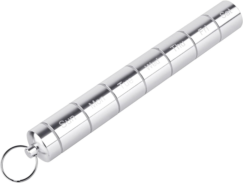 Pillendoos Organisator, 7 Compartiment Pillendoos, Waterdichte Noodmedicijn Container, Dagelijkse Pillenhouder, Pillendispenser Opslagdoos met Sleutelhanger, Ideaal voor Reizen / Buiten / Crush-Resistant (Liver)